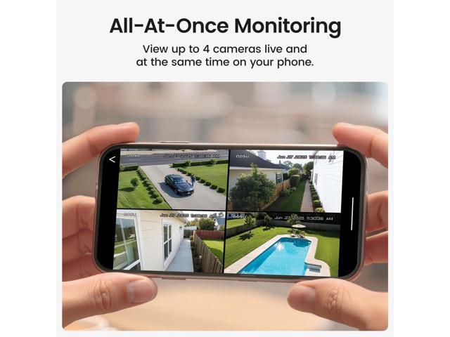 aosu Security Cameras Wireless Outdoor, 6-Cam Kit, No Subscription, Homebase Expandable to 1TB (32GB Built-in), 5MP Solar Camera Wireless Outdoor,...