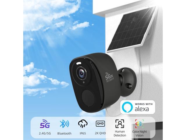 4pcs Solar Security Cameras Wireless Outdoor, 5G/2.4G WiFi Cameras with Solar Panel,2K Camera for Home Security, AI Detection, Siren,Color Night...