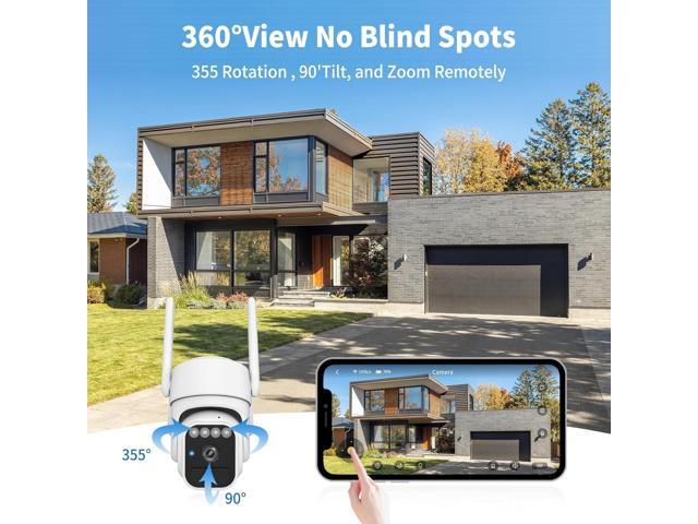 Solar Camera Outdoor Wireless, WiFi Security Cameras for Home, 360° View, Two-Way Talk, Auto Tracking, Light Alarm, Color Night Vision