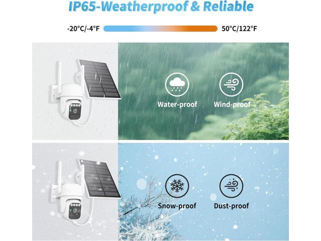 Solar Camera Outdoor Wireless, WiFi Security Cameras for Home, 360° View, Two-Way Talk, Auto Tracking, Light Alarm, Color Night Vision