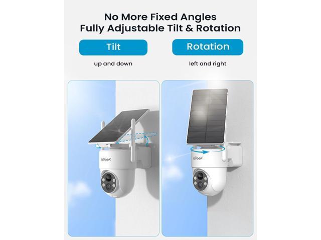 ieGeek Solar Security Camera Wireless Outdoor 2K 3MP WiFi Camera with Removable Solar Panel, Long Battery Life, 360° Pan Tilt, Color Night Vision,...