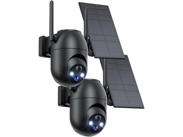 Security Cameras Wireless Outdoor Solar: 2K WiFi Camera for Home Security System - Battery Powered Cam IP66 Waterproof Motion Sensor 360° CCTV...