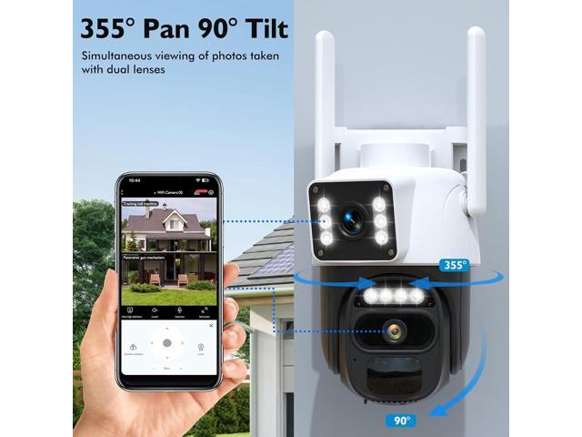 Hawkray Dual Lens Solar Security Camera Outdoor, 5G/2.4G Wireless Camera, 2K Resolution with 355° Pan/Tilt, Full Color Night Vision, Two-Way Audio,...