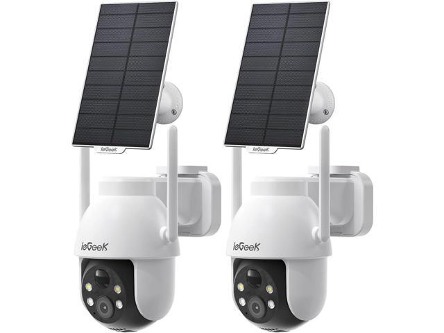 ieGeek Solar Security Cameras Wireless Outdoor, 2K WiFi Camera for Home Security System, Battery Powered Surveillance Cam with 360°PTZ Color Night...