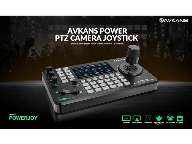 AVKANS NDI Camera Joystick Controller, 5inch Preview Screen, IP POE PTZ Control Keyboard with 4D-Joystick for Worship Church Live Streaming (PowerJoy)