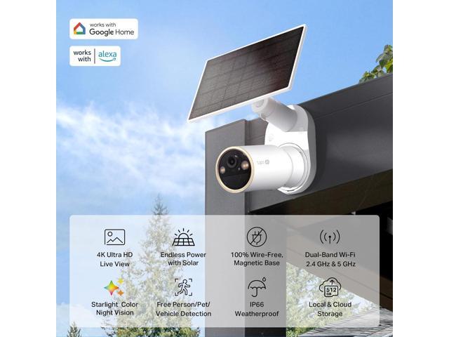 Tapo MagCam 4K Solar, 4K Ultra HD Outdoor Wireless Battery Camera w/Solar Panel 24/7 Capture, Free Person/Vehicle Detection, Starlight Color Night...