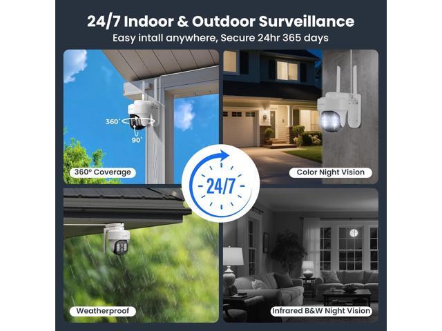 xmartO Auto-Track Security Camera Outdoor Wireless, 3MP WiFi PTZ Security Camera AC Powered, Auto Floodlight, Color Night Vision, Motion Detection...