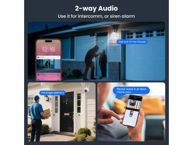 xmartO Auto-Track Security Camera Outdoor Wireless, 3MP WiFi PTZ Security Camera AC Powered, Auto Floodlight, Color Night Vision, Motion Detection...