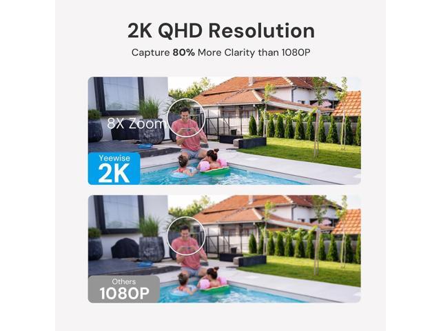yeewise WiFi6 Solar Security Cameras Wireless Outdoor, 2K QHD Home Security System, 4-Cam Kit, 2.4 & 5GHz WiFi, Color Night Vision, Local Storage,...