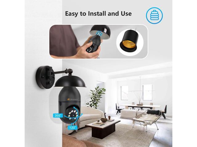 Jennov 2K Light Bulb Security Camera, Auto-Tracking Security Cameras Wireless Outdoor, 360° PTZ, Dual-Band WiFi (2.4G/5G), AI Human Detection,...