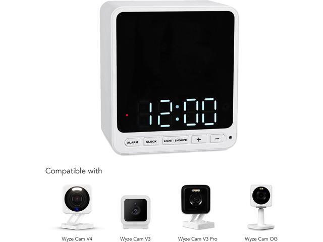 Wasserstein Alarm Clock Camera Case - Compatible with Wyze Cam V4/V3/V3 Pro/OG - Cover for Low-Key Camera Placement (White) (Camera NOT Included)