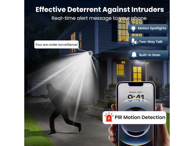 2K Security Cameras Wireless Outdoor, Free Cloud Storage, Integrated Spotlight & Siren, AI Motion Detection, 2-Way Audio, 1-6 Months Battery Life,...