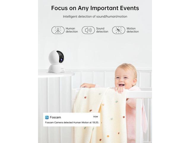 FOSCAM 3K 5MP WiFi Pet Cameras for Home Security, 2.4GHz Indoor Camera Baby Monitor with 360° Pan Tilt, 2-Way Audio, 20X Digital Zoom, Night...