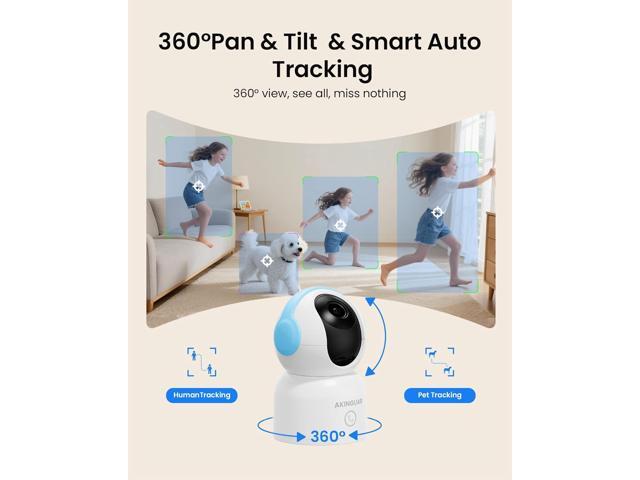 4K 8MP Indoor Security Camera with 64GB Memory Card, 5GHz/2.4GHz WiFi Camera, 360° Pan/Tilt IP Camera, Auto Tracking, AI Human/Face/Pet Detection,...