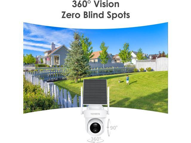 Security Cameras Wireless Outdoor, No Subscription, 4K Solar-Powered Home Security Cameras System with 360° Pan & Tilt, Color Night Vision, Auto...
