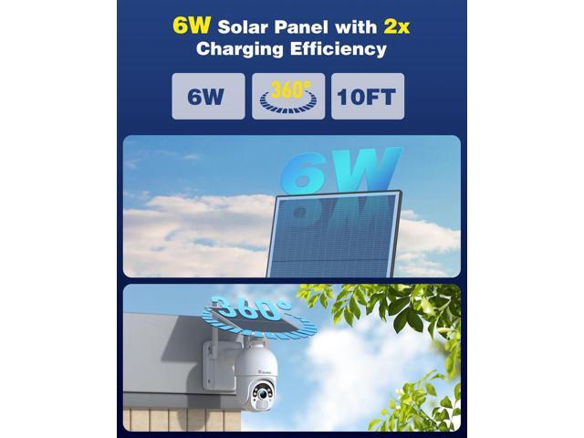 Ctronics 5MP Security Camera Outdoor Wireless, Solar WiFi Camera with 6W Solar Panel, Sound & Light Alarm, PC & App, Auto Tracking, Color Night...