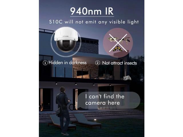 940nm RTSP PTZ Camera Outdoor WiFi for Home Security Human Tracking, Surveillance Cameras Motion Detection, 50FT Hidden Night Vision, 32G SD Card...