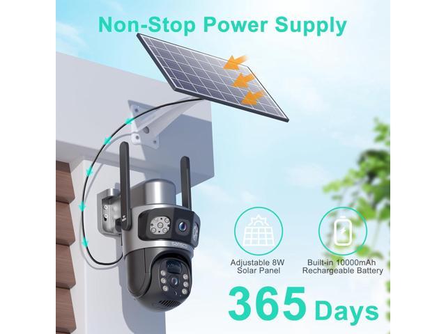 SANSCO 2K 4MP Dual-Lens Solar Security Camera Wireless Outdoor, Battery Powered PTZ Camera for Home Security, Color Night Vision, 2-Way Audio, PIR...