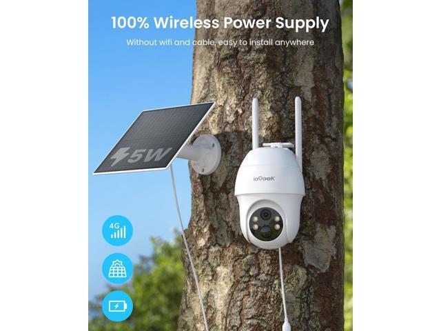 ieGeek 4G LTE Cellular Security Camera Wireless Outdoor, No WiFi Battery Powered Cameras with Solar Panel, 2K HD Color Night Vision, 2-Way Audio,...