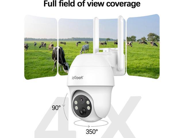 ieGeek 4G LTE Cellular Security Camera Wireless Outdoor, No WiFi Battery Powered Cameras with Solar Panel, 2K HD Color Night Vision, 2-Way Audio,...