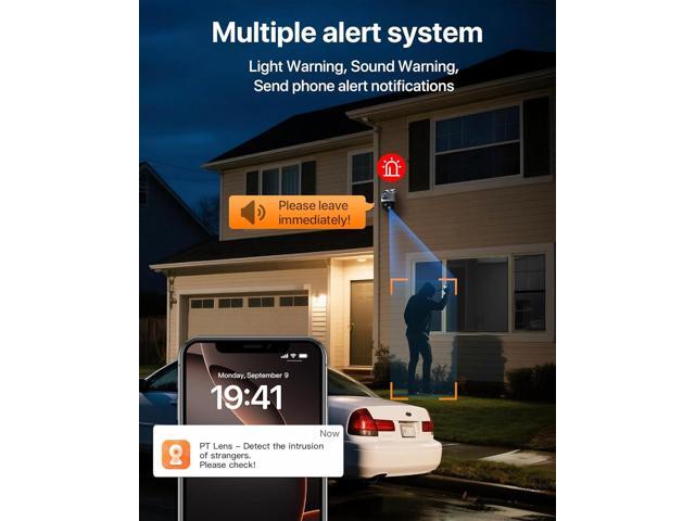 Tenda Wi-Fi Outdoor Camera 2K+2K, 360° PTZ Surveillance Camera with Dual Lens, FHD Auto Tracking, IP65 Waterproof, Color Night Vision, Two-Way...