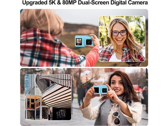 Upgraded 5K Dual Screen Digital Camera,80MP Vlog Photography Camera for YouTube,Campus,Travel,Compact Point & Shoot Camera for Teens & Beginners...