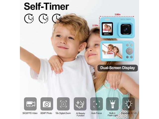 Upgraded 5K Dual Screen Digital Camera,80MP Vlog Photography Camera for YouTube,Campus,Travel,Compact Point & Shoot Camera for Teens & Beginners...