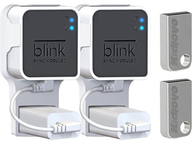 256GB USB Flash Drive & Outlet Wall Mount for Blink Sync Module 2 with Short Cable - Save Space - No Messy Wires - Easy Move Mount Bracket Holder...