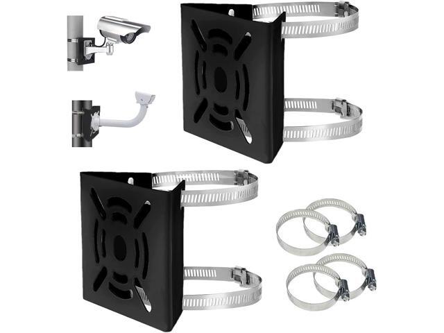 Universal Vertical Pole Mount Adapter Bracket for CCTV Security Camera PTZ Dome Vertical Pole Mounting Bracket Black with 4 Loops