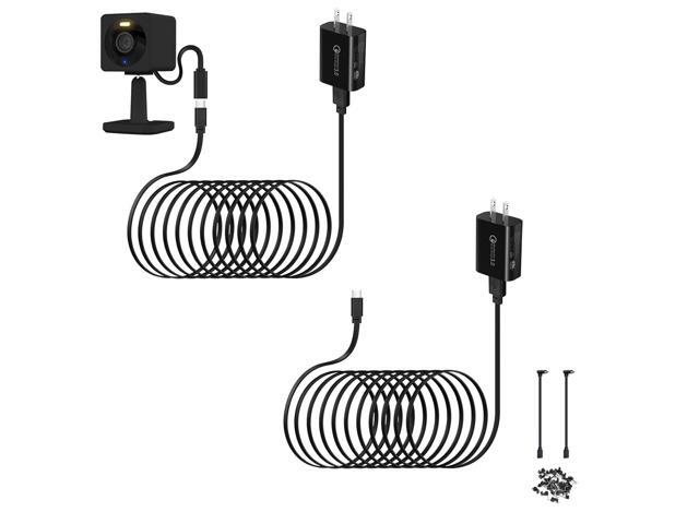 2-Pack 30ft Power Cable for Wyze Cam v4,Wyze Cam Pan v3,Wyze OG,Wyze Cam v3 Pro Security Cameras - 9m Long Flat Extension Micro USB Charging Cord...