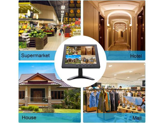 Security Monitor 8' FHD 1024x768 with Remote Control, PC Monitor with VGA HDMI BNC AV USB Input, Built-in Speaker 178 Wide Angle for Raspberry Pi...