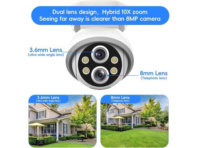 MMQ Security Camera Wireless, 2MP Dual Lens Camera for Home Security, Outdoor Camera PTZ with 10X Hybrid Zoom, Auto Tracking Human Detection, 2-Way...
