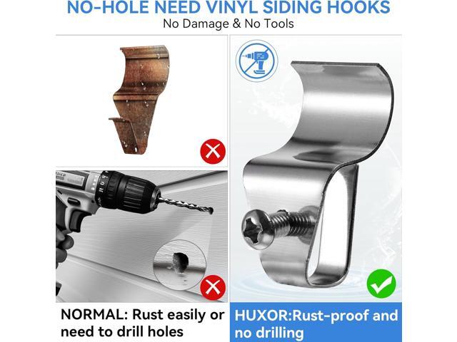 Vinyl Siding Clips Hooks, No-Hole Needed Siding Hangers for Outdoor Mounted Blink, Arlo, Ring Home Security Cameras (40 Pack), Stainless Steel
