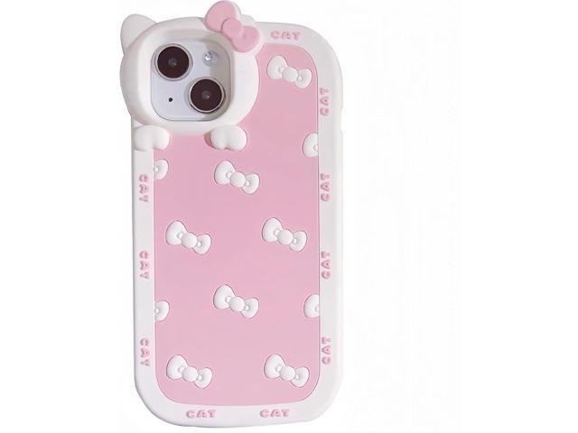 AUCAN Cute Silicone Case for iPhone 12 6.1'& iPhone 12 Pro 6.1', Pink Kawaii Soft Funny Cover, Shockproof Classic Cat Bow Cellular Phone Case for...