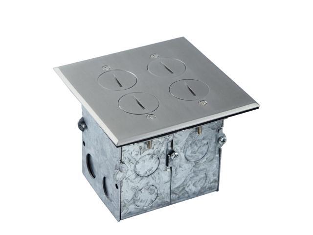 ENERLITES Screw Cap Cover Floor Box kit, 5 x 5 2-Gang, 20A Tamper-Weather Resistant Receptacle Outlet, Keystone Ports, Watertight, Corrosive...