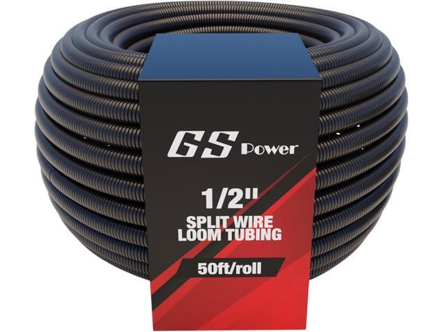 GS Power 1/2 Inch x 50ft Split Wire Loom Tubing, Split Cable Sleeve Cord Protector for Industrial Electrical Wires, Automotive Wire Cover Flexible,...