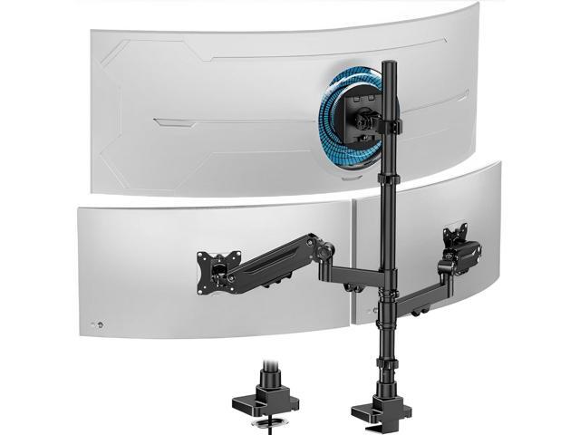 Triple Monitor Mount up to 49 inches, Fully Adjustable Heavy Duty 3 Monitor Arm with Gas Spring, Desk Mount for 3 Screens, C-Clamp & Grommet Base,...
