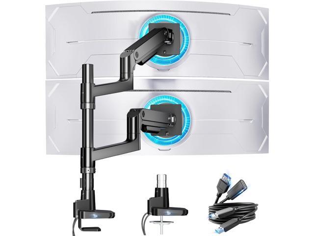 ARES WING Dual Monitor Stand for Ultrawide Heavy Duty Curved Monitor Stacking, Fits 17-49 Inch, Vertical Gas Spring Double Monitor Mount with USB,...