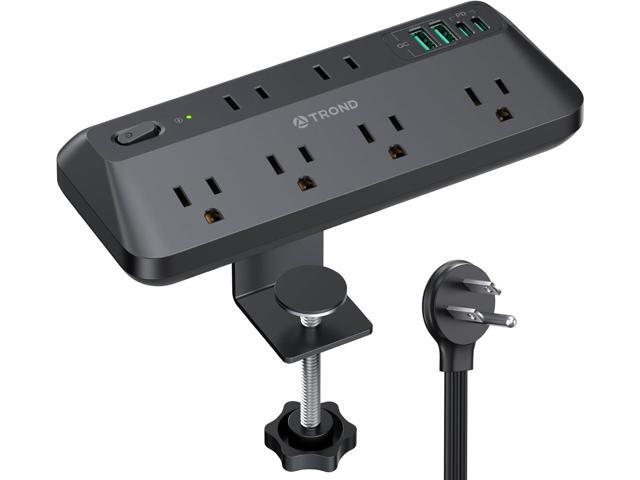 TROND 20W USB C Desk Clamp Power Strip - 1700J Surge Protector with 7 Outlets, Desktop Edge Mount Extension Cord, Fit 1.97' Tabletop, 6FT Flat Plug...
