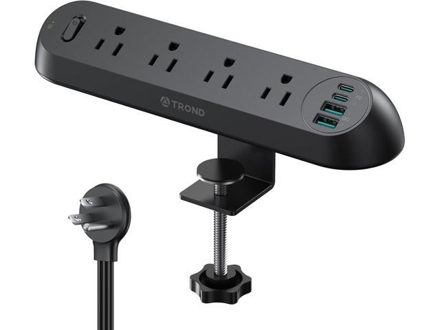 TROND Desk Clamp Power Strip USB C PD 20W- Surge Protector with 4 AC Outlets 4 USB Ports, Flat Plug 6ft Extension Cord, 1700J, ETL Listed, Fits...