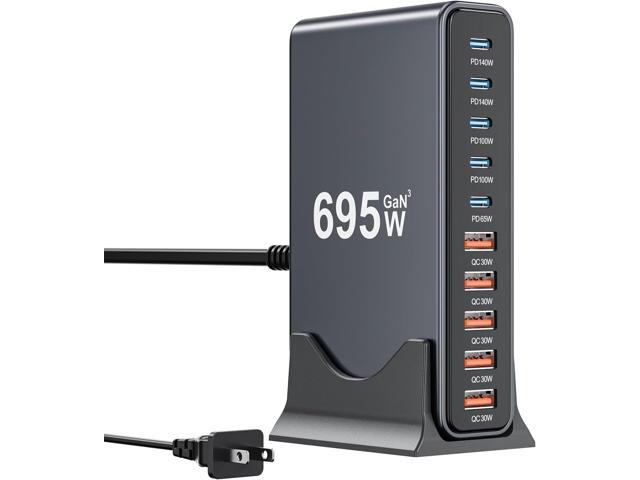 695W USB C Charger Block,10-Port USB C Charging Station GaN IV Travel Essentials Multiple Port Charging Station,100W Laptop Fast Charger Adapter...