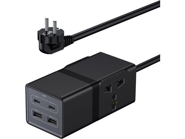 European Travel Plug Adapter, VatFott 65W GaN Fast Charger 6-in-1 Power Strip with 2 International Outlets, 2 USB C, 2 USB Ports,6ft Extension...