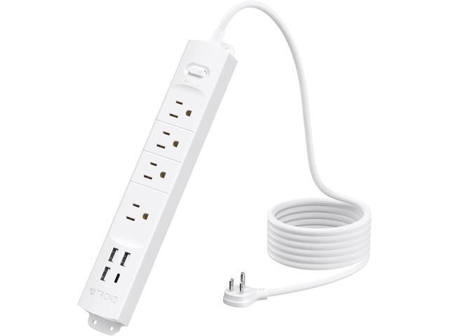 TROND Surge Protector Power Strip with USB, Ultra Thin Flat Plug 6ft Extension Cord 1625W, 3 USB A & 1 Type C, 4 AC Outlets 1440J Surge Protection...