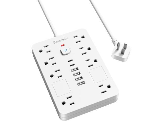 Surge Protector Power Strip - 8 Outlets(1850W/15A) with 6 USB Ports2 USB C, 10FT Flat Plug Extension Cord, Wall Mount Multi Plug Outlet Extender,.