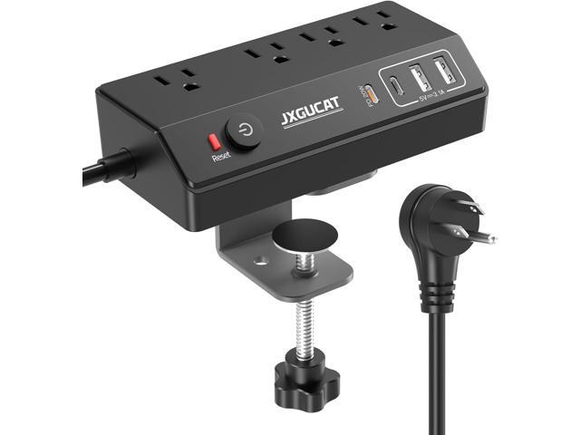 Desk Clamp Power Strip 10FT with PD 20W Fast Charging USB C, JXGUCAT Desktop Mount Power Strip Surge Protector, Removable Extension Cord with 4...