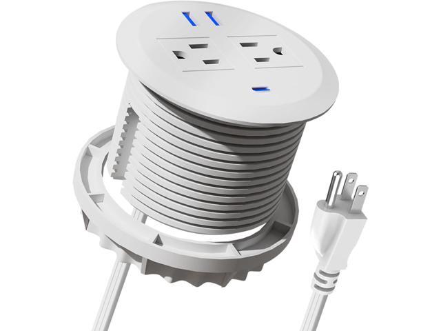 3 Inch Desktop Power Grommet,20W USB C Fast Charging Station,3-USB Port,Flush Mount,6.5 ft Power Cord.Round Recessed Power Strip,Desk Hole Grommet.