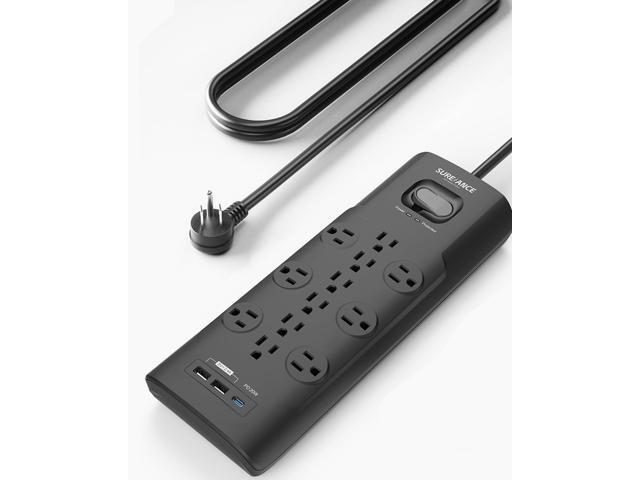 Surge Protector Power Strip, SUREANCE Surge Protector with 12 Outlets and 4 USB Ports, 20W PD USB-C Fast Charging for Home, Office, 4100 Joules,...