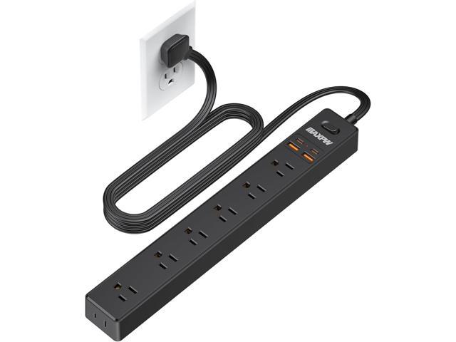 6 Ft Power Strip Surge Protector - 7 Outlets 4 USB Ports (2 USB C), Ultra Thin Flat Extension Cord & Flat Plug, 1700 Joules, Wall Mount, Desk...