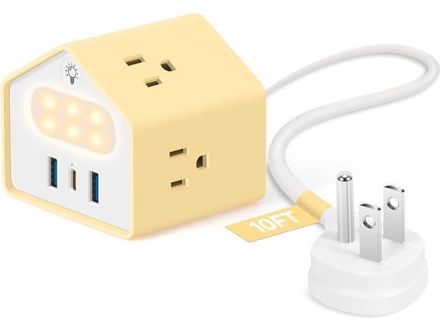 Handy Power Strip with Night Light - Yolk-Yellow Power Strip Surge Protector - 20W USB C Charging Station - 4 Outlets + 3 USB Ports for Desk,...