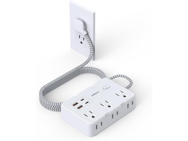 Surge Protector Power Strip 5 Ft Cord, Ultra Thin Flat Extension Cord with 6 Outlets 4 USB Ports(2 USB C), Flat Plug Power Strip, Braided Power...